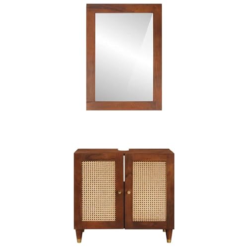 Tidyard Muebles de baño 2 pcs 62 x 33 x 58 cm Madera de Mango Maciza