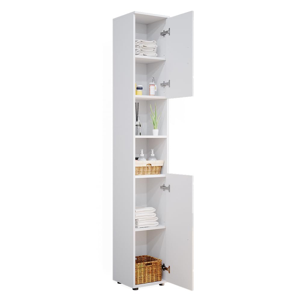 Vicco Armario de baño Irma, Blanco Alto Brillo, 30 x 192 cm