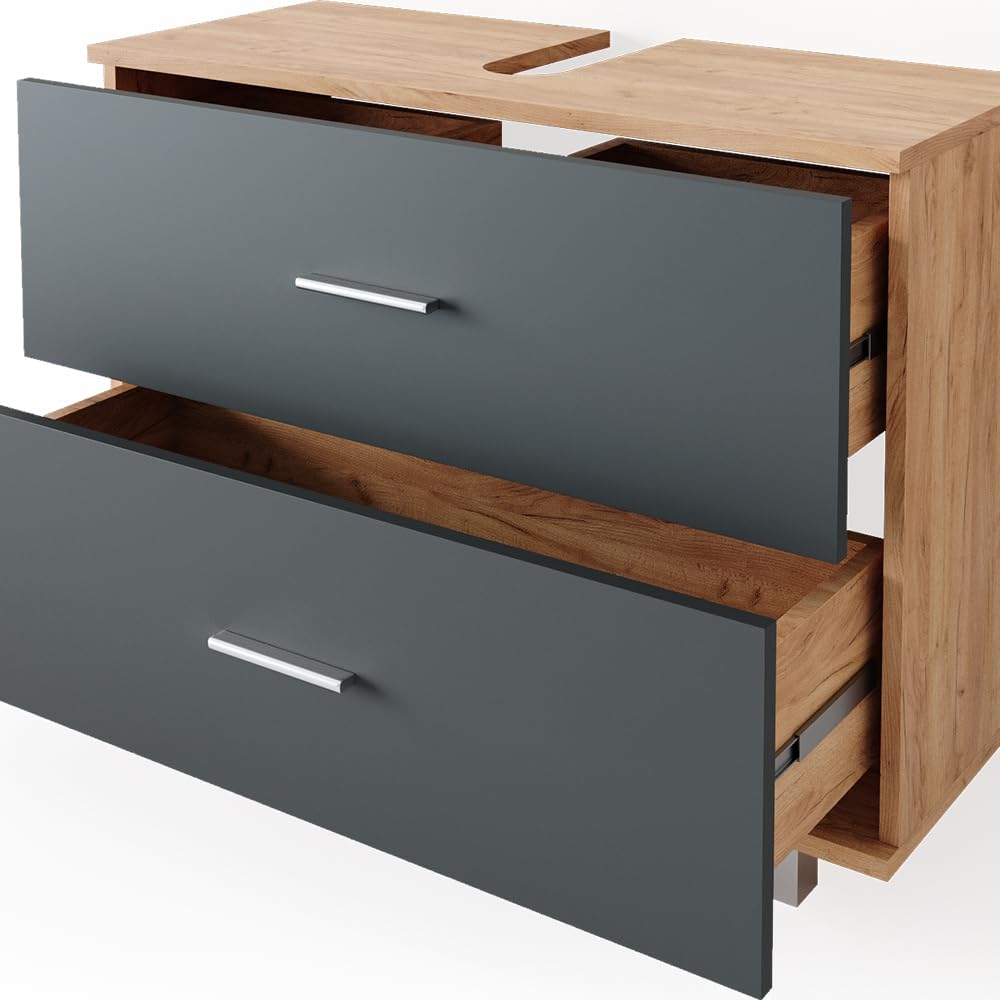 Vicco Mueble bajo Lavabo Ilias, Roble Dorado/Antracita, 80 x 60.8 cm