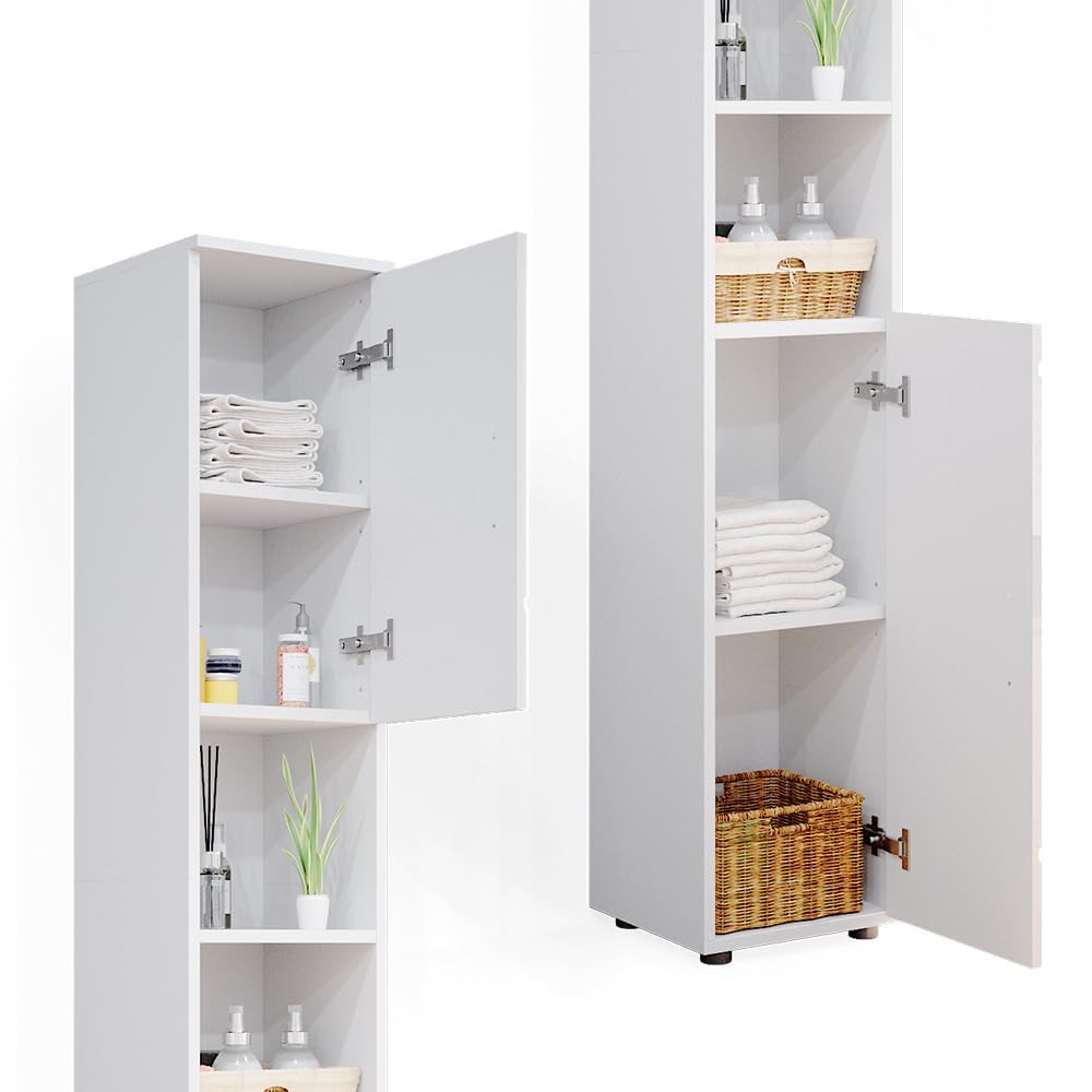 Vicco Armario de baño Irma, Blanco Alto Brillo, 30 x 192 cm