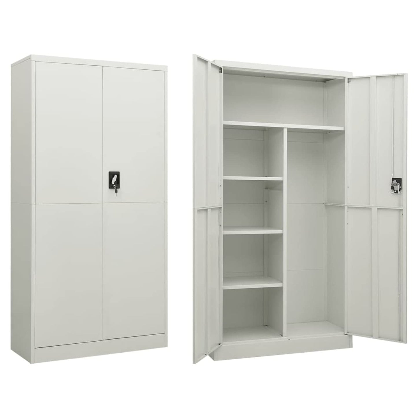 Homgoday Armario con estantes gris claro, 90 x 40 x 180 cm, de acero, armario ropero, estantes para armario, armario interior, muebles de jardín, escobero para baño, decoración de muebles