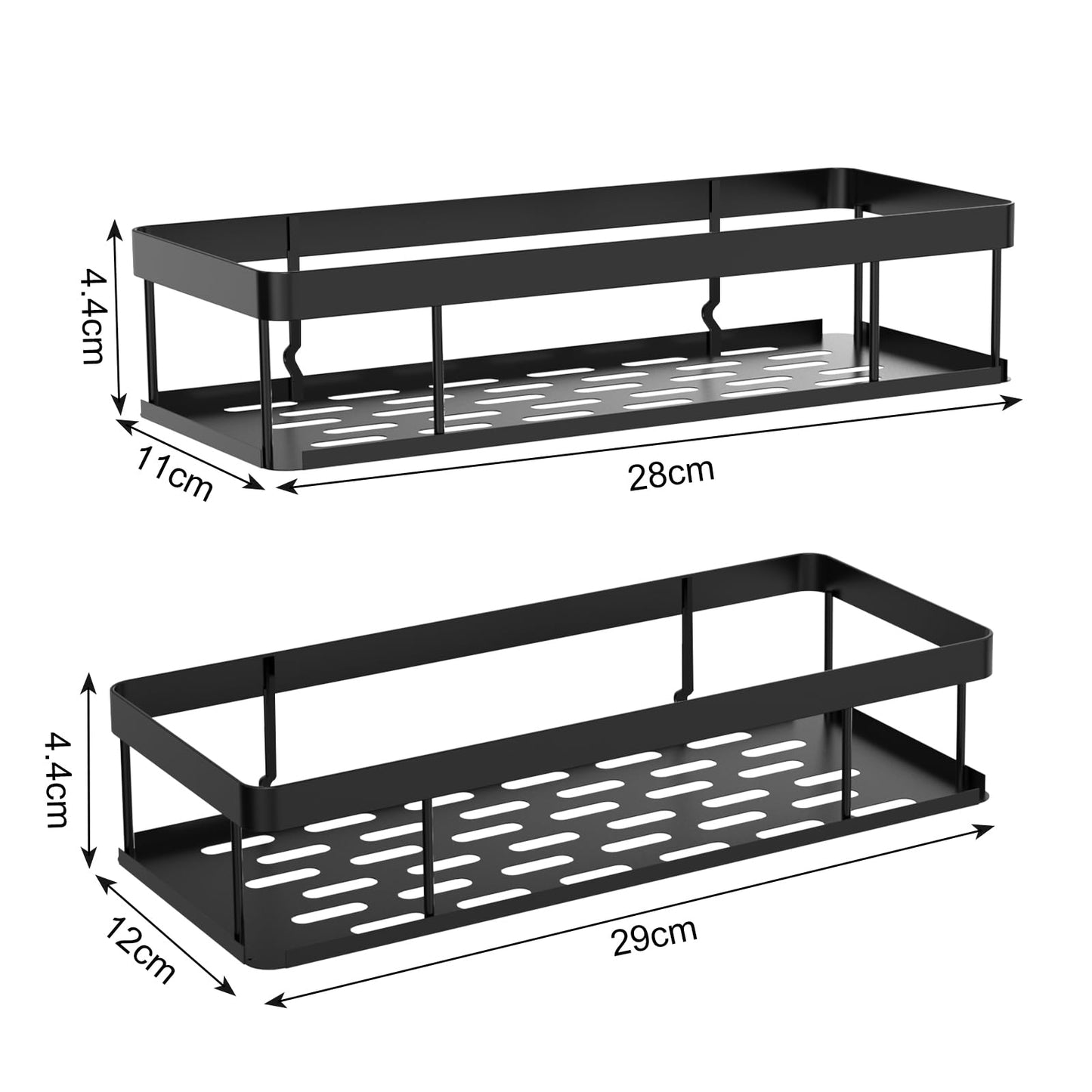 UUlioyer 2 Piezas Estantería Baño Ducha Sin Taladro, Resistente al Agua y Óxido, Negro