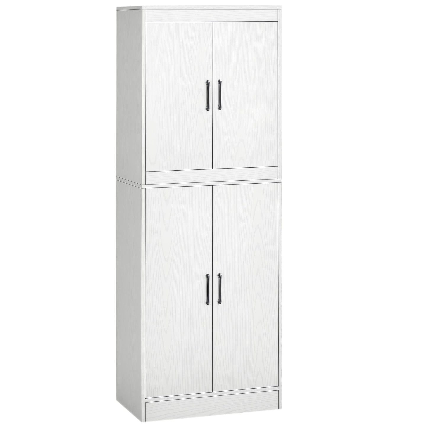 HOMCOM Aparador Alacena de Cocina Aparador de Comedor Moderno con 4 Puertas y 5 Estantes Ajustables Antivuelco para Oficina Salón 60x36x168 cm Blanco
