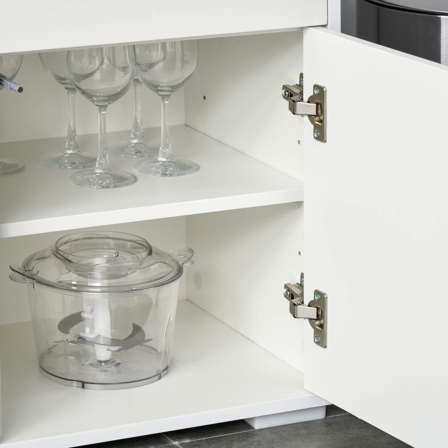 HOMCOM Aparador para Cocina con 2 Puertas 2 Cajones Marco de Blanco Brillante Estante Ajustable Apertura a Presión Armario de Almacenamiento para Dormitorio Salón 79x36x74 cm Blanco