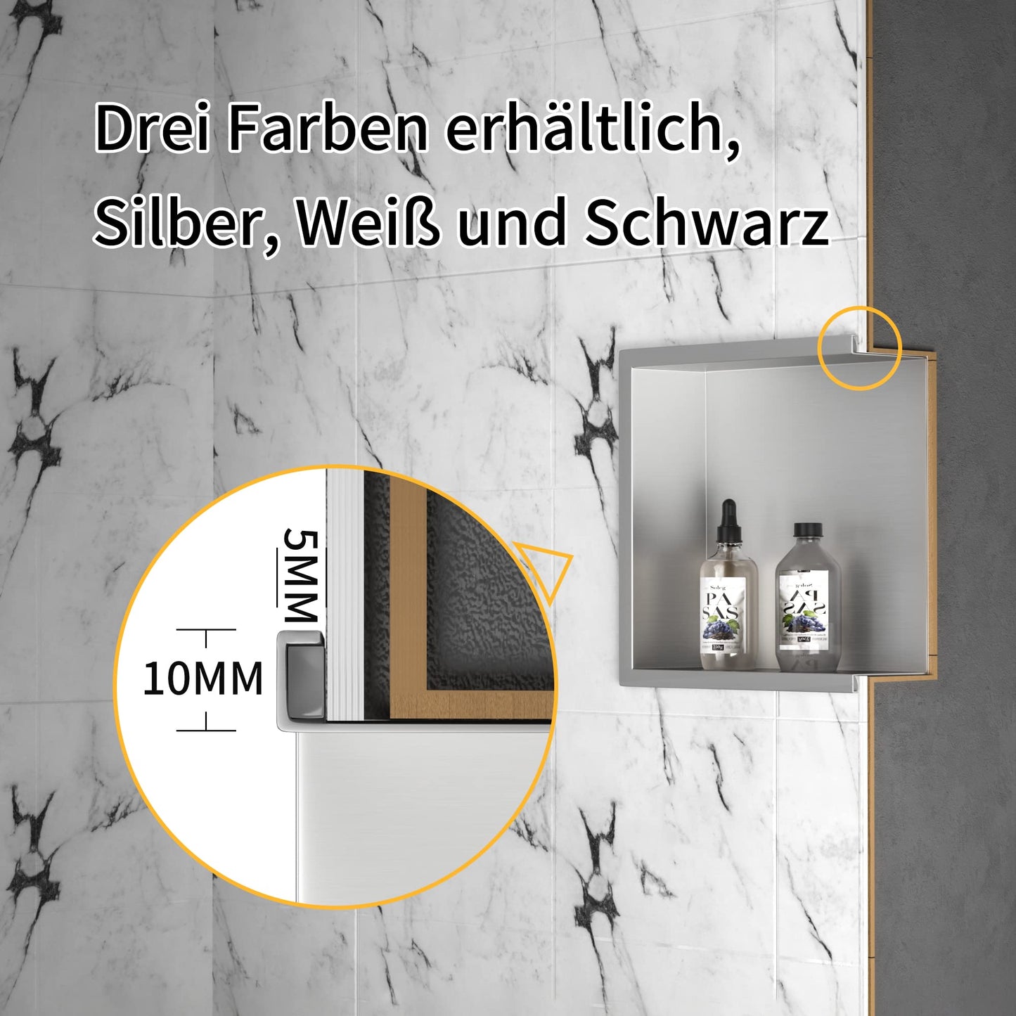 Bernkot Nicho de ducha de acero inoxidable 60 x 30 x 10 cm nicho de pared organizador para baño no necesita azulejos sobre la instalación de montaña, cepillado