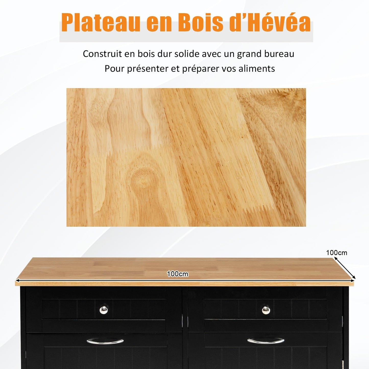 GOPLUS Aparador de cocina ideal para cubo de basura 42L, isla de cocina con 2 cajones, estante ajustable, bandeja de cauchú para comedor, sala de estar, lavandería, cuarto de baño, negro