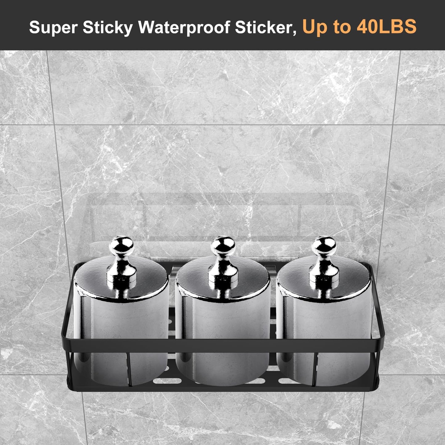 UUlioyer 2 Piezas Estantería Baño Ducha Sin Taladro, Resistente al Agua y Óxido, Negro