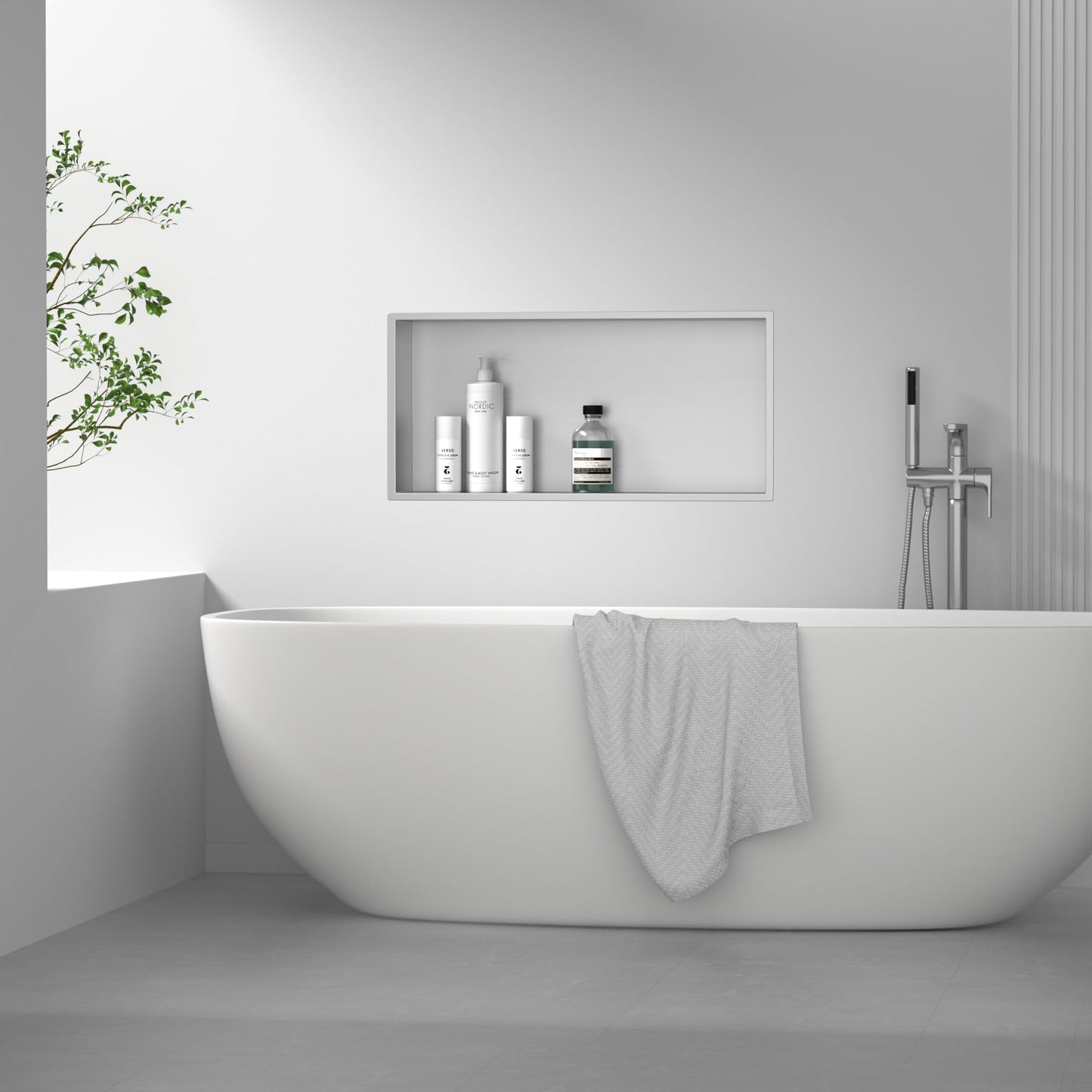 Bernkot Nicho de ducha de acero inoxidable 60 x 30 x 10 cm nicho de pared organizador para baño no necesita azulejos sobre la instalación de montaña, cepillado