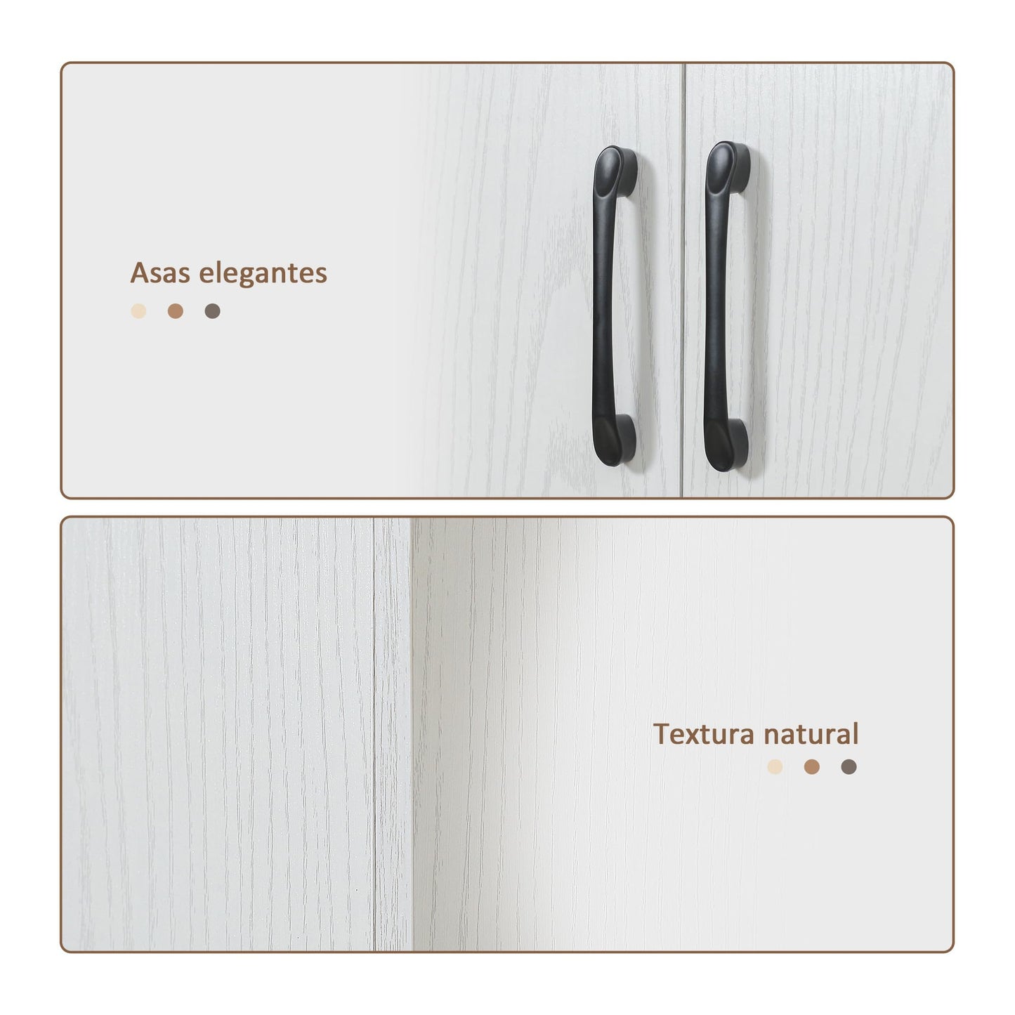 HOMCOM Aparador Alacena de Cocina Aparador de Comedor Moderno con 4 Puertas y 5 Estantes Ajustables Antivuelco para Oficina Salón 60x36x168 cm Blanco