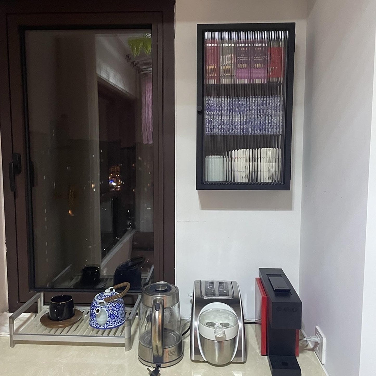 Armario De Pared Compacto con Puertas - Estantería Multiusos para Baño, Cocina, Salón Y Dormitorio - Organizador De Pared Que Ahorra Espacio(BlackA,60 * 35 * 15cm)