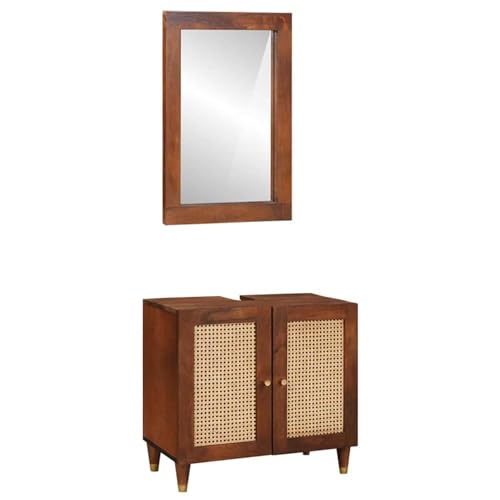 Tidyard Muebles de baño 2 pcs 62 x 33 x 58 cm Madera de Mango Maciza