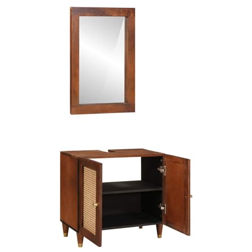 Tidyard Muebles de baño 2 pcs 62 x 33 x 58 cm Madera de Mango Maciza