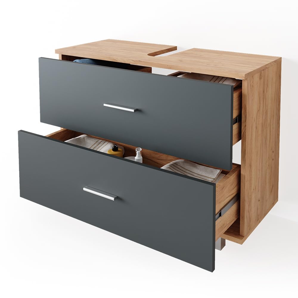 Vicco Mueble bajo Lavabo Ilias, Roble Dorado/Antracita, 80 x 60.8 cm