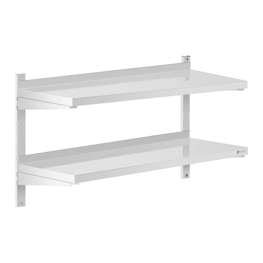 Royal Catering Estante De Pared Metálico Estantería para Cocina RCWR-1000.4 (Montaje a Pared, Capacidad: 40 kg, Acero Inoxidable, 2 baldas, 40 x 100 cm)