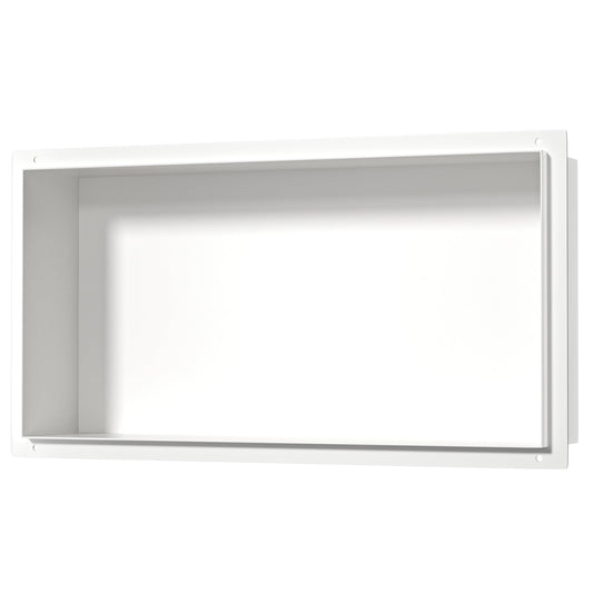 Bernkot Nicho de ducha de acero inoxidable blanco 60 cm × 30 cm × 10 cm No requiere azulejos ducha nicho para almacenamiento de baño nicho de ducha empotrada sin bordes, montaje al ras