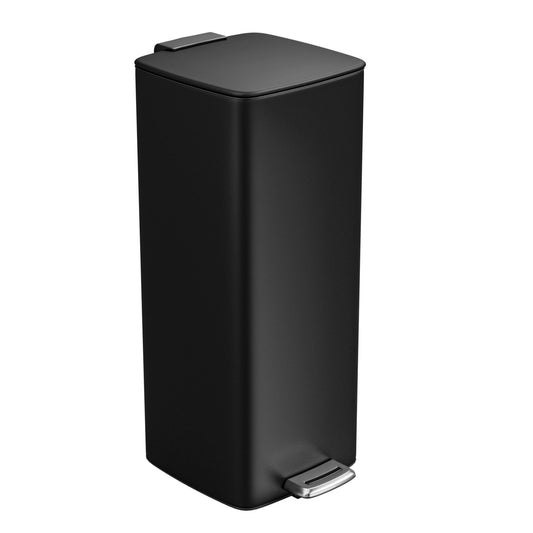 Amig - Cubo de Basura con Pedal 30 Litros Mod. Artvin - Color Negro - Apertura higiénica sin manos - 27 x 36 x 65 cm - Acero inoxidable lacado - Papelera para cocina con Tapa Hermética
