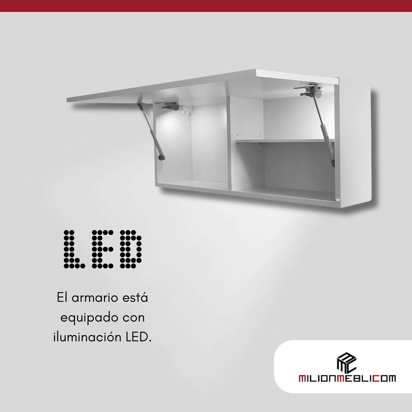 Milionmeblicom Armario Suspendido De Baño Laura 80x30x23 cm Mueble Pared Colgar con Estante Cocina Blanco Brillante de Almacenamiento con Iluminación LED Moderno Mueble Auxiliar Espacioso