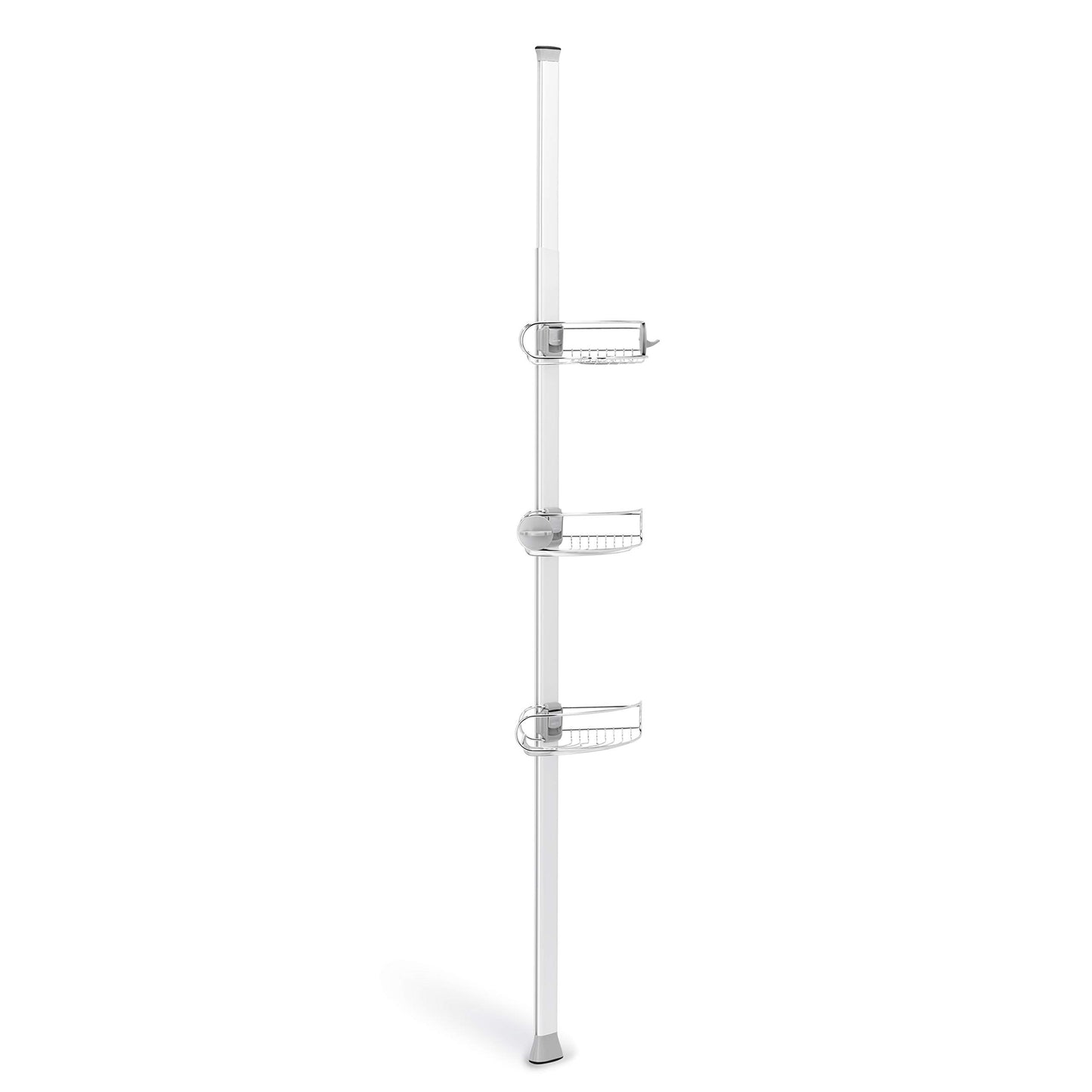 simplehuman BT1109DC - Organizador telescópico de ducha de tensión media, estante esquinero de almacenamiento, se extiende de 1,5 m a 2,4 m, fácil de instalar, sin taladrar, resistente al óxido,