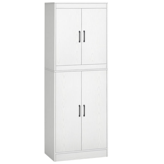 HOMCOM Aparador Alacena de Cocina Aparador de Comedor Moderno con 4 Puertas y 5 Estantes Ajustables Antivuelco para Oficina Salón 60x36x168 cm Blanco