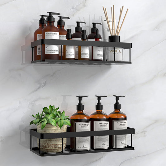 UUlioyer 2 Piezas Estantería Baño Ducha Sin Taladro, Resistente al Agua y Óxido, Negro